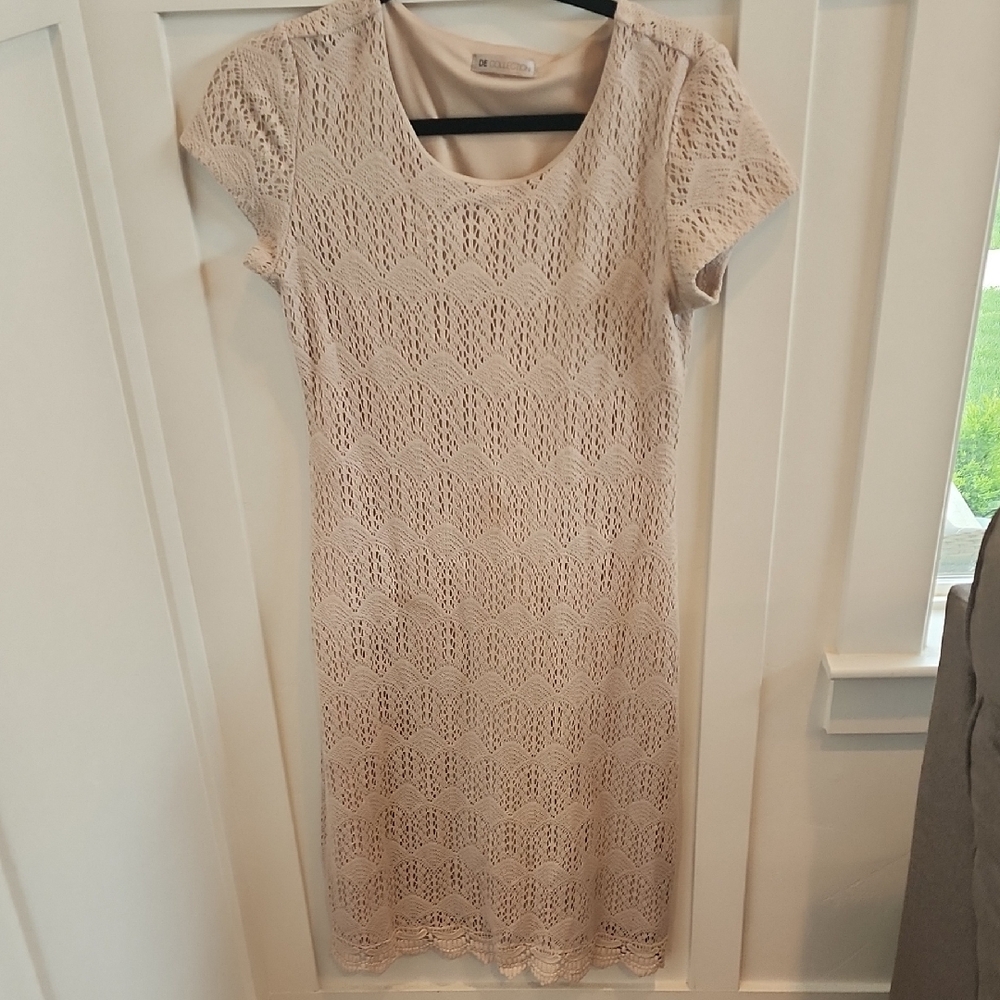 SD Collection Tan Sheath Midi Dress for Wedding Guests
